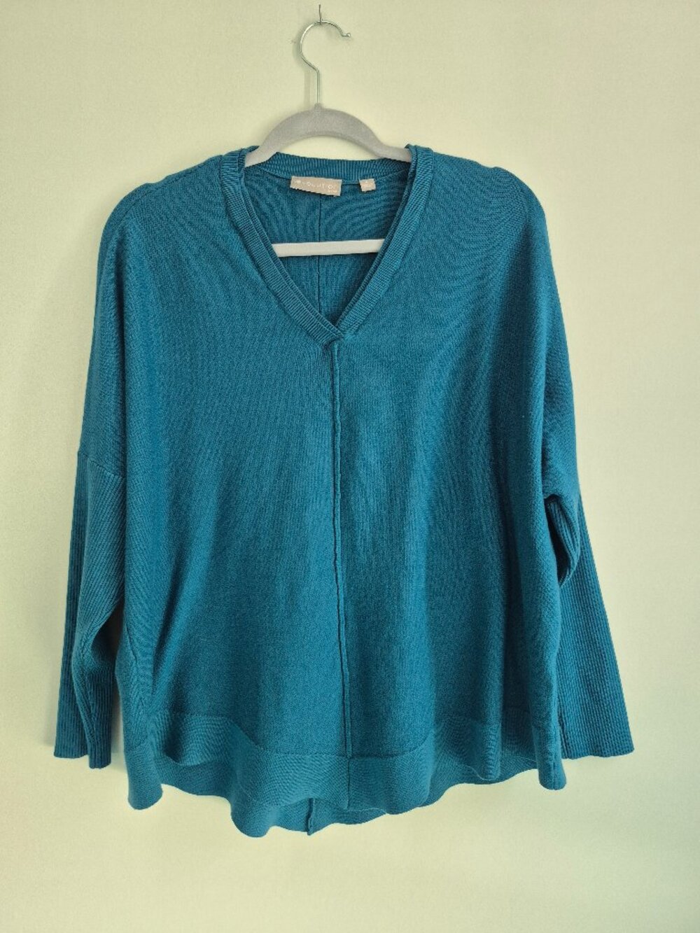 Evolution by Cyrus Teal V‑Neck Knit Sweater – Soft Lightweight Pullover – Size S